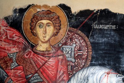 Byzantine Fresco from the 15th century (detail) Saint George by Unknown
